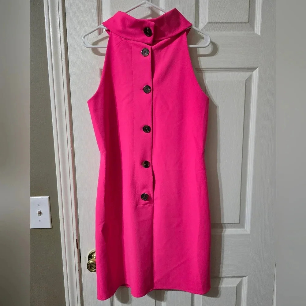 STS Sail to Sable Hot Pink Hydra Cowlneck Dress, Mini Sheath Silhouette, EUC! - Picture 7 of 14